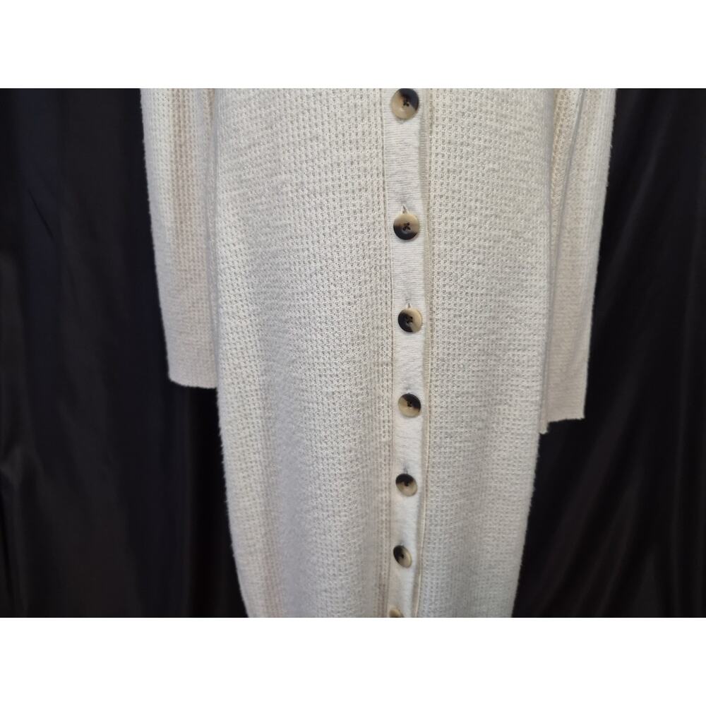 Nation LTD *IN IVORY* Waffle Knit Front Buttton Sweater Midi Dress Medium - Picture 4 of 9